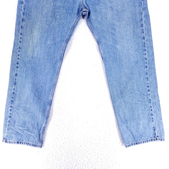 Levis 505 Jeans Denim Cotton Men SZ 38x32 Blue Straight Stretch VTG Mid Rise 90s - Picture 4 of 12